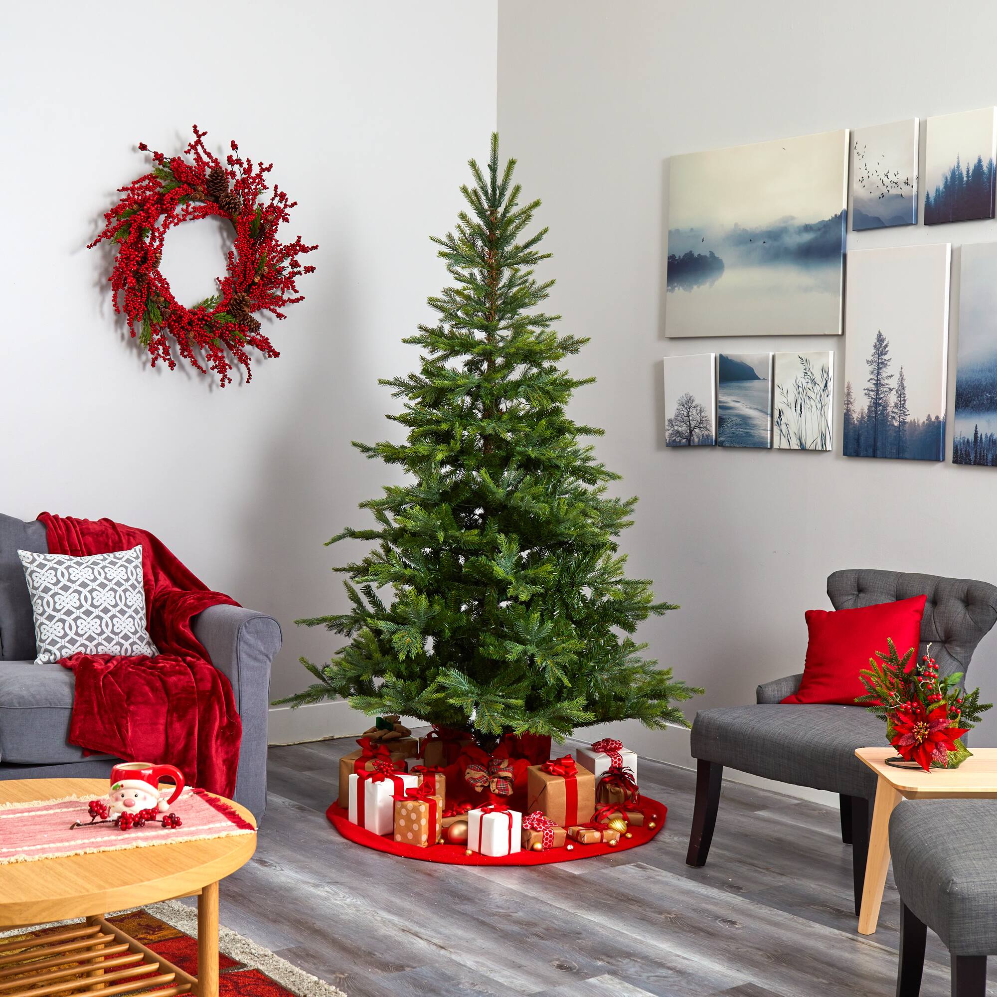 7ft. Pre-Lit North Carolina Spruce Artificial Christmas Tree, Clear LED Lights